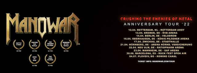 Manowar, primeras fechas de su tour ＂Crushing The Enemies Of Metal＂