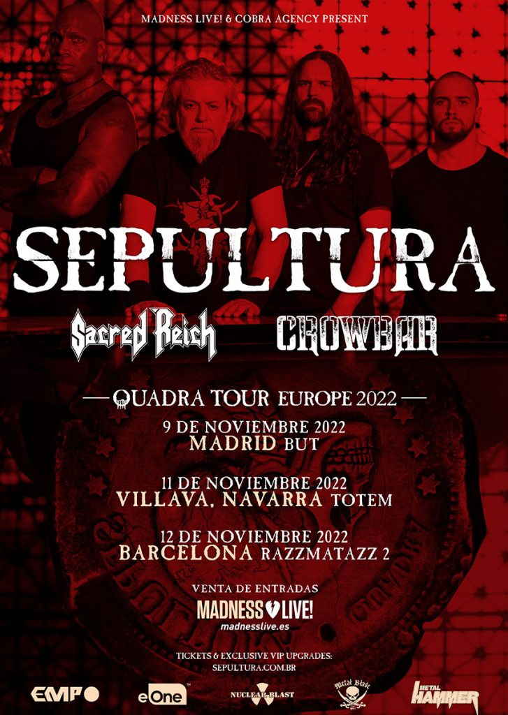 Sepultura + Sacred Reich + Crowbar (NUEVA FECHA)